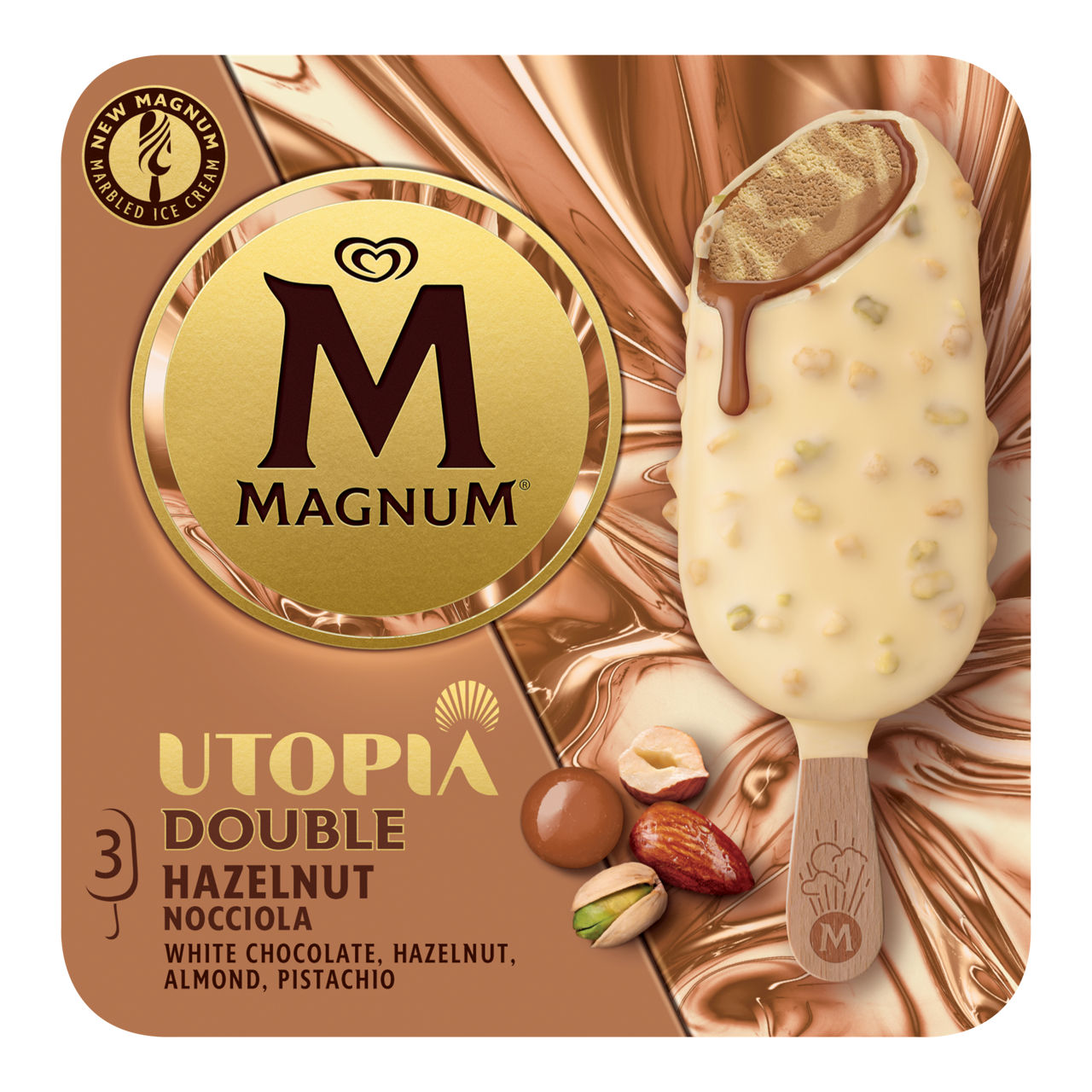 MAGNUM Utopia double hazelnut, 3 st. (2 x (3 x 85 ml))
