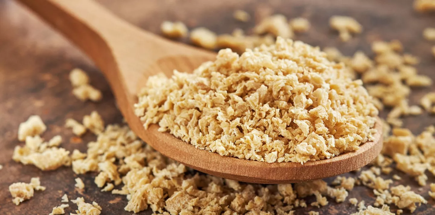 Cuchara madera proteína soja texturizada