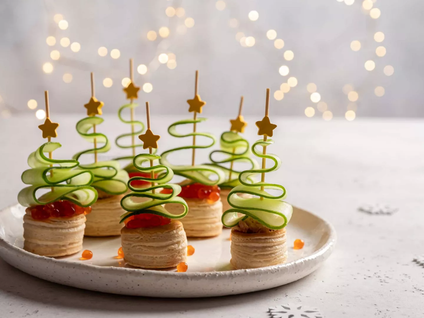 Aperitivo navideño original volován relleno árbol