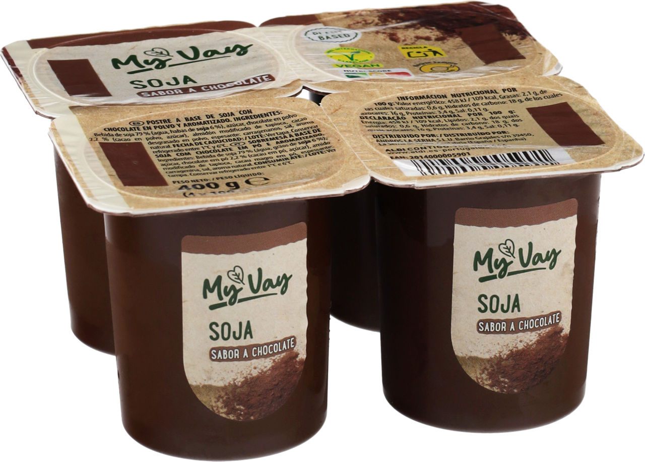 Postre de soja sabor chocolate 4 x 100 g