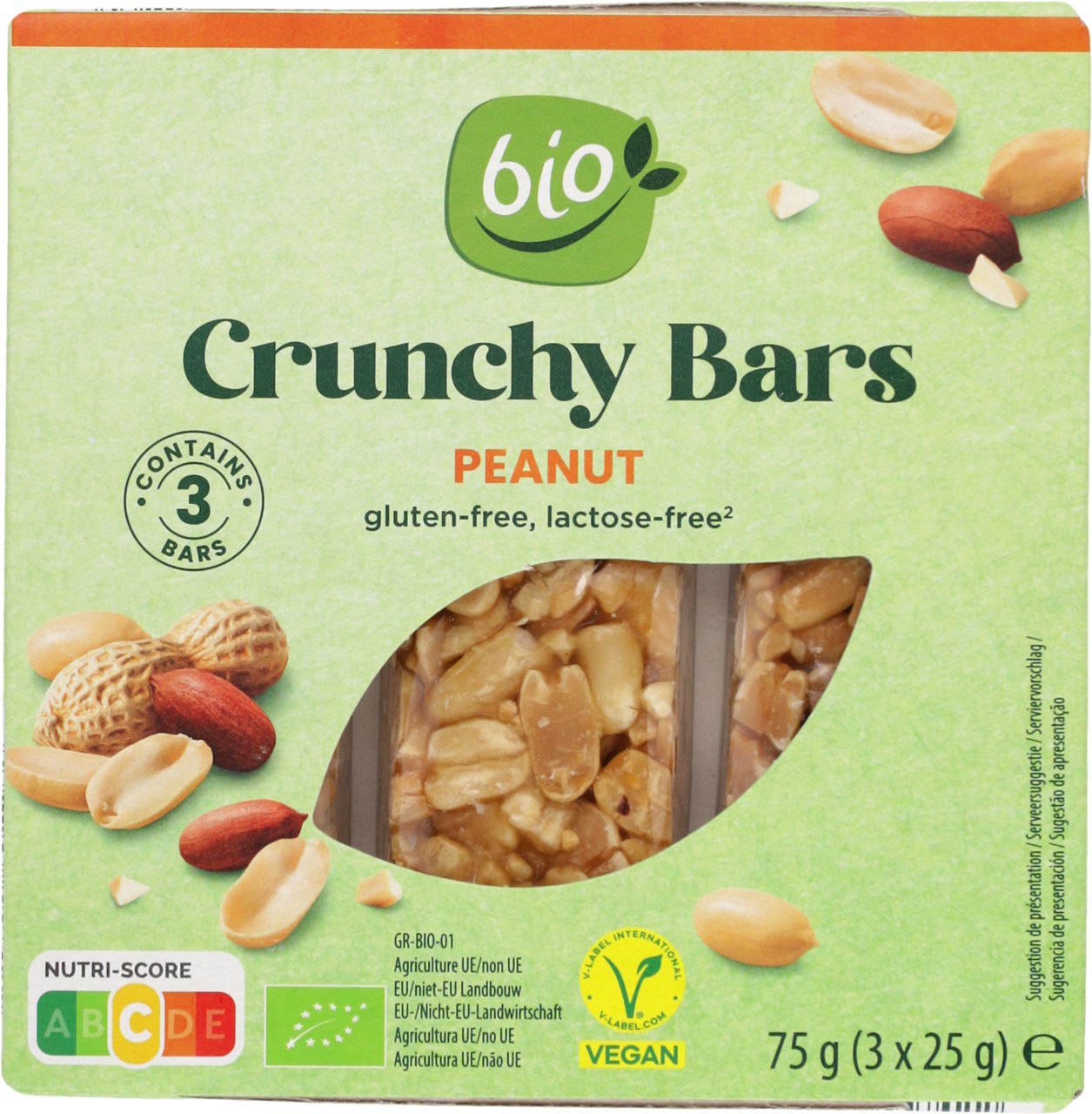 Barritas de cacahuetes tostados 3 x 25 g