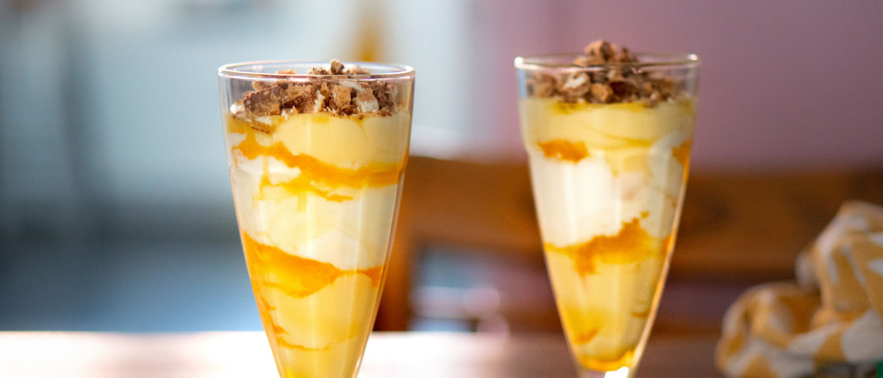 Simpele vlaflip met sinaasappel en Knoppers bij ALDI