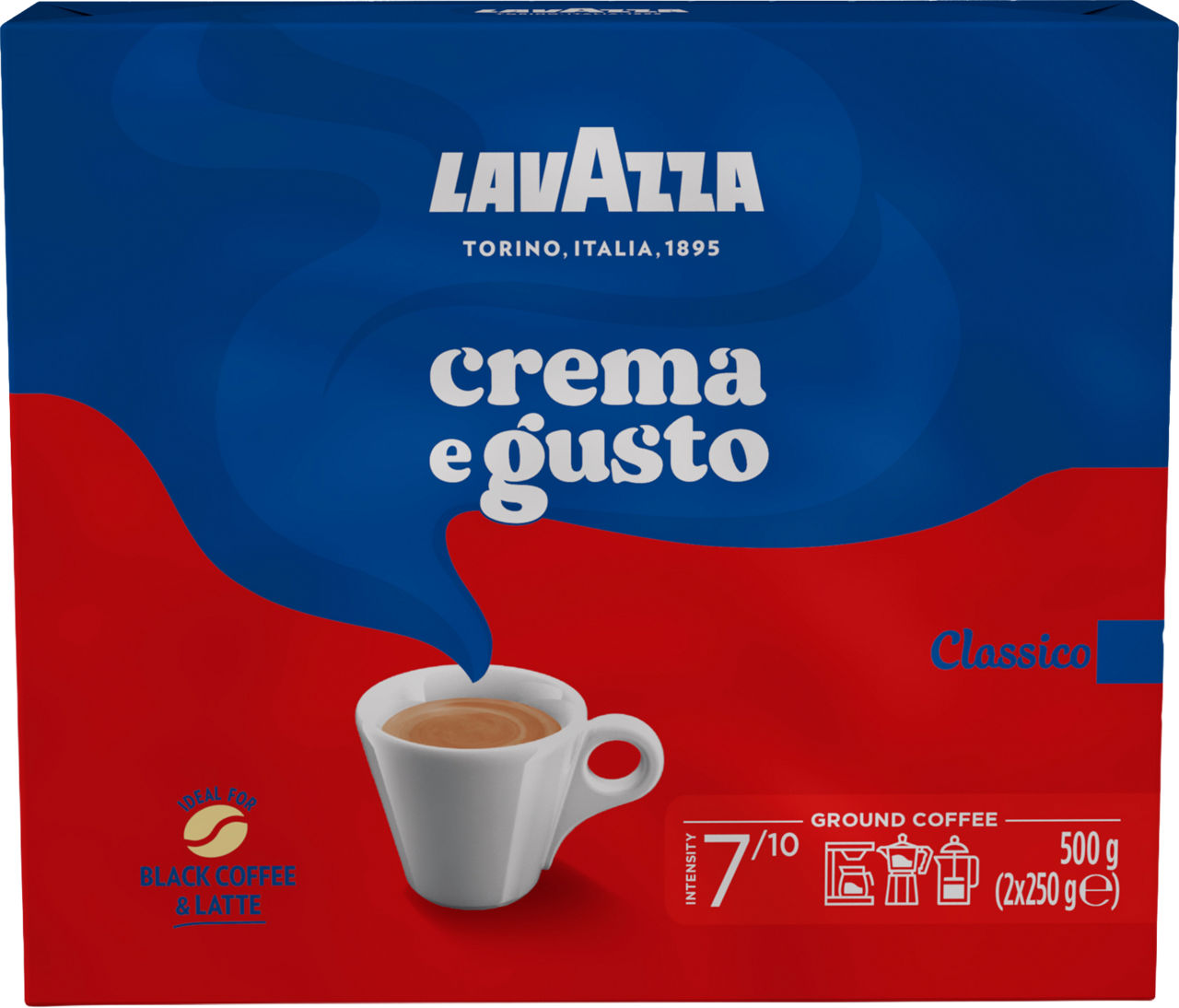 Café molido natural Crema e Gusto LAVAZZA, pack 2x250 g