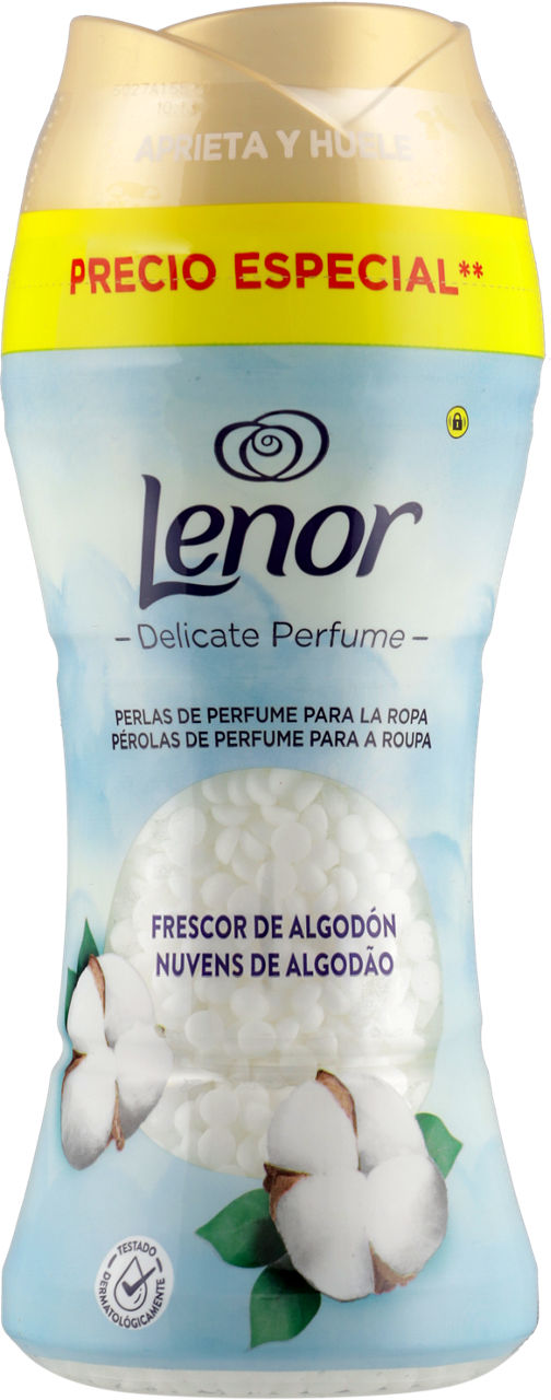 Perlas Frescor de Algodón LENOR ESTOPABLES, botella 195 g
