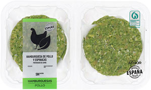 Hamburguesa de pollo y espinacas