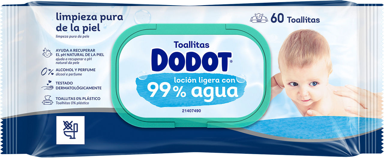 Toallitas bebé 99% agua 60 ud