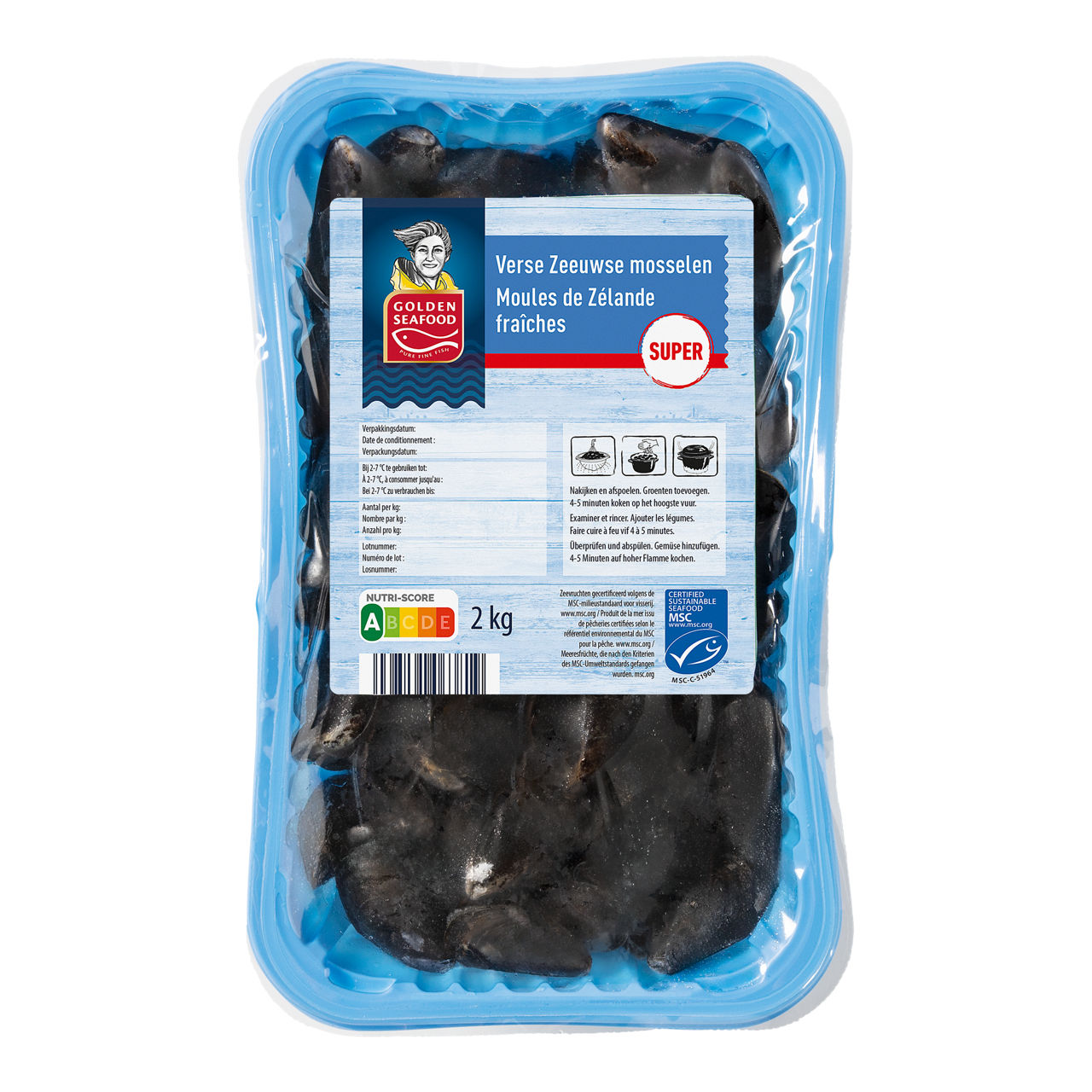 GOLDEN SEAFOOD Verse Zeeuwse "Super"-mosselen, 2 kg (2 kg)