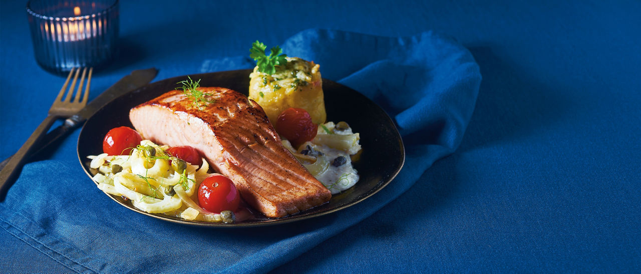Zalm uit de oven met een romige venkelsaus van ALDI