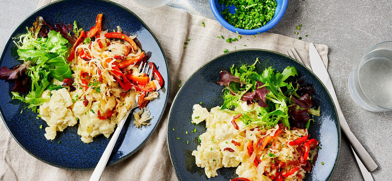 Duitse zuurkoolsalade met aardappel