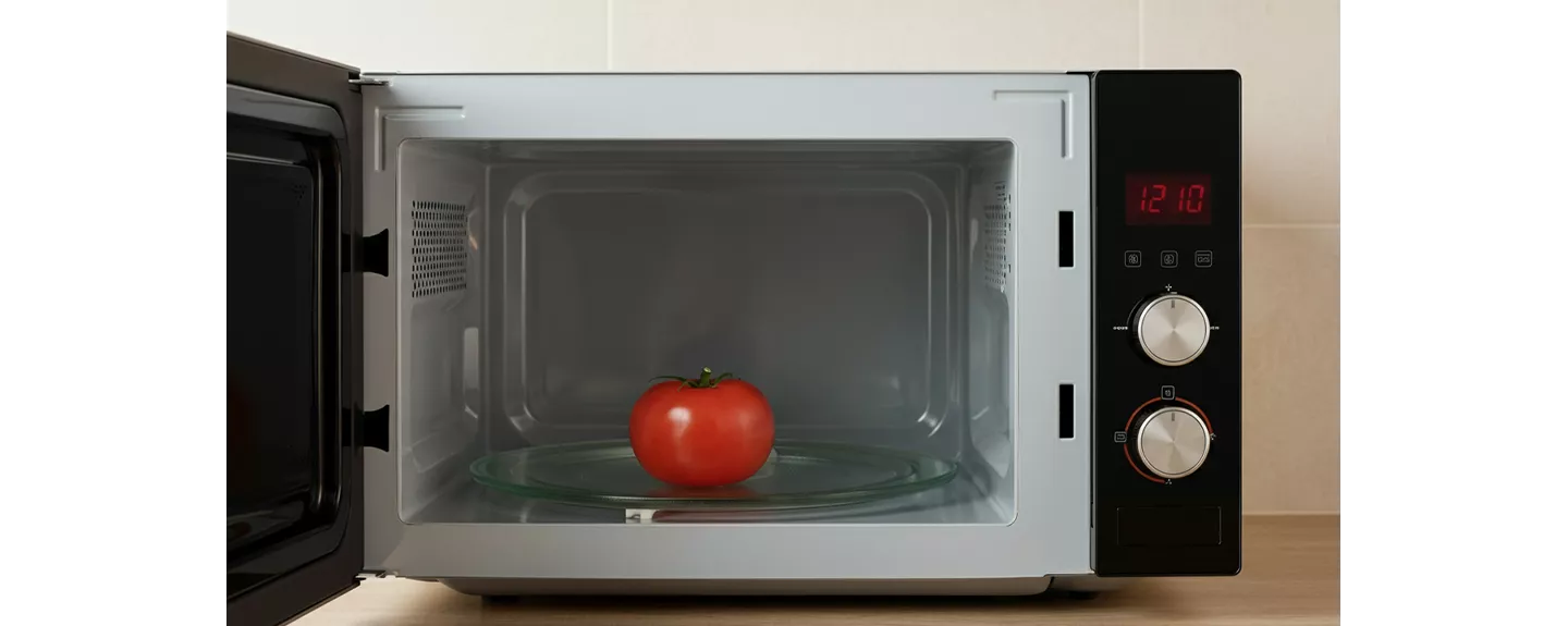 Tomate en un microondas para pelarlo