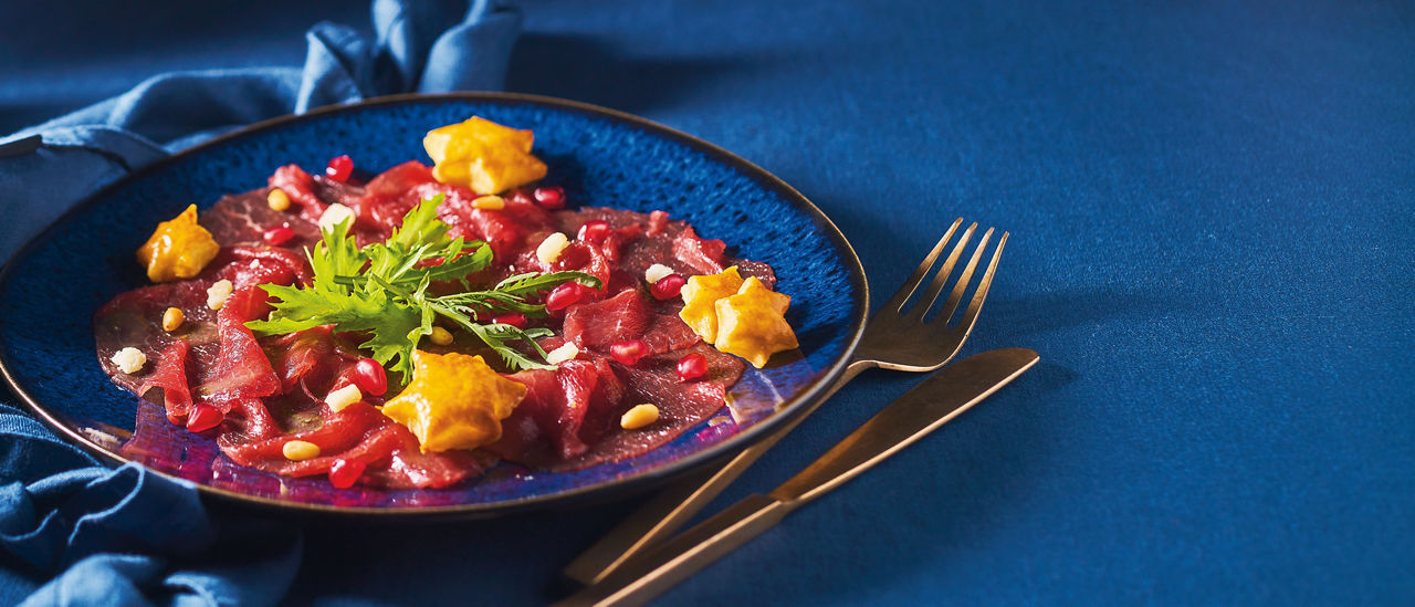 Carpaccio met krokante kaassterretjes van ALDI