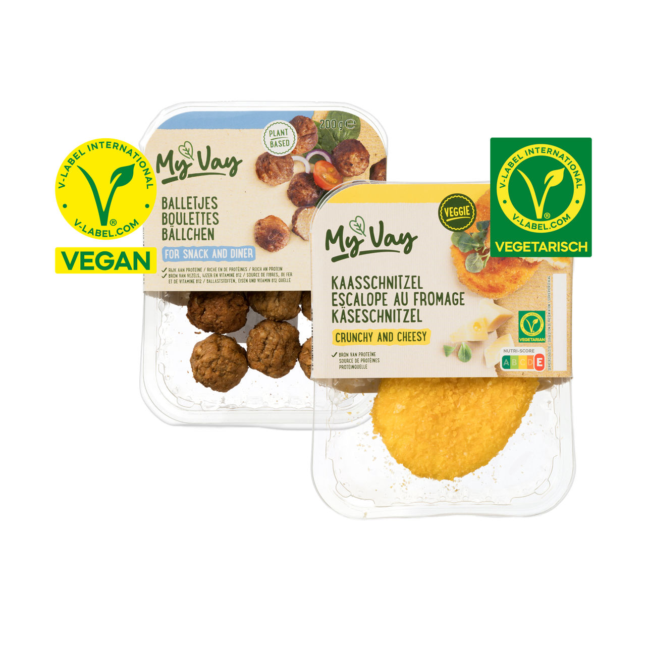 Vegetarische kaasschnitzels of vegan balletjes