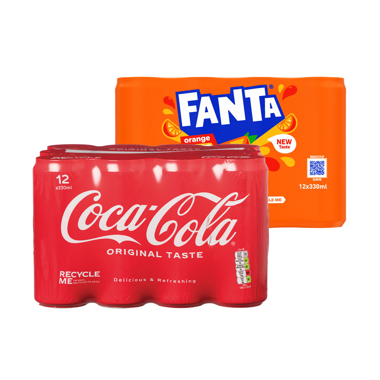 12-pack Coca-Cola regular, zero, Fanta regular of zero