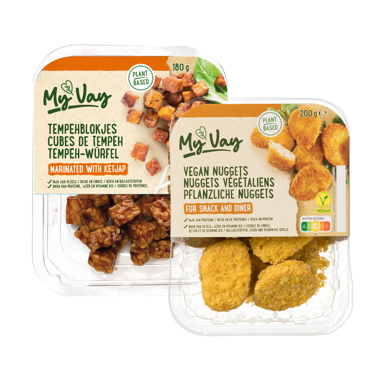 Vegan nuggets of tempeh blokjes