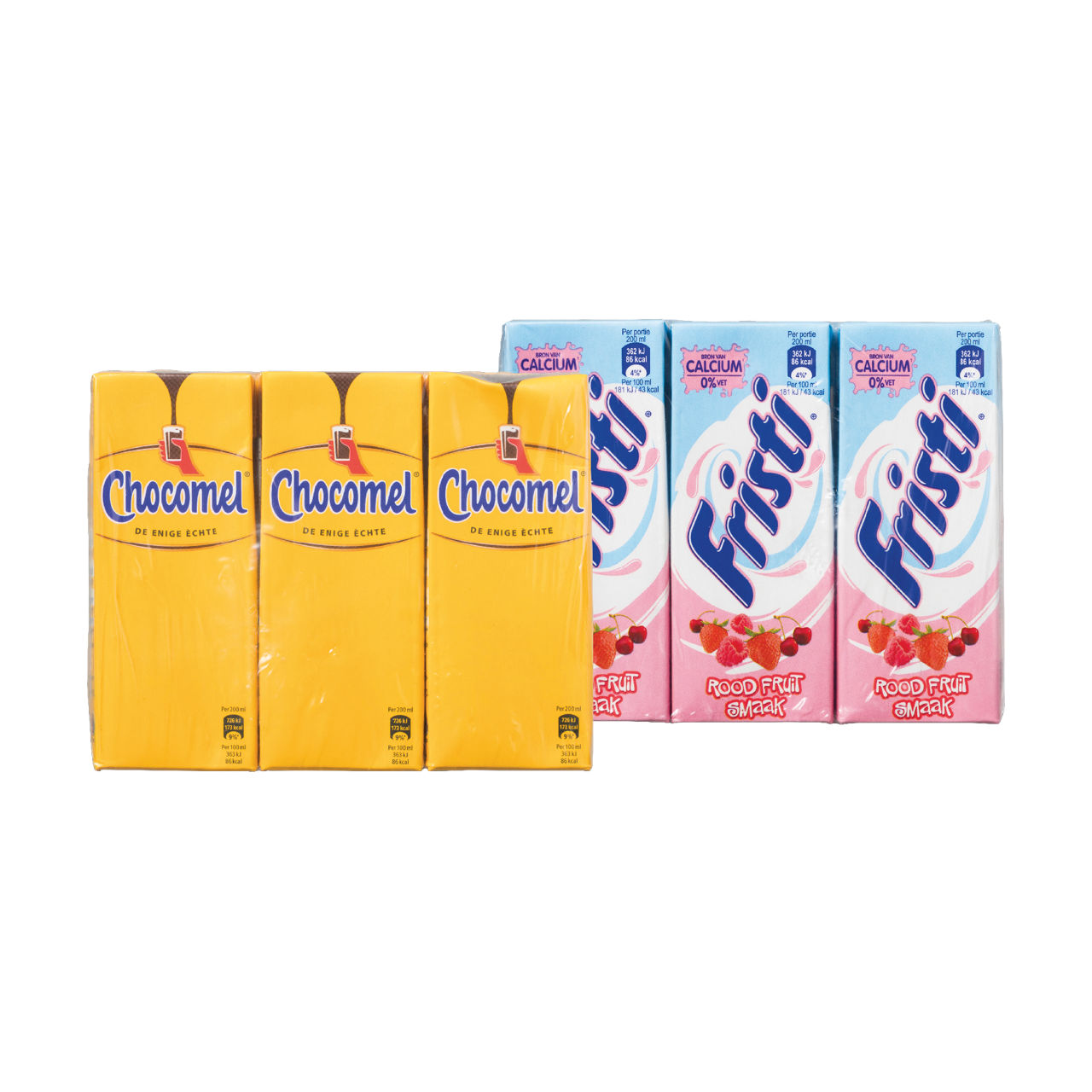 6-pack Chocomel, Fristi, Campina halfvolle melk of Optimel