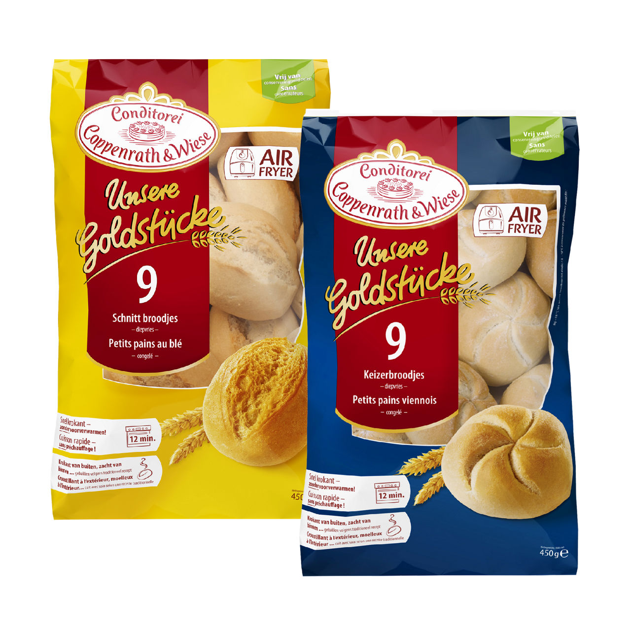 Schnitt-, kaiser- of kaneelbroodjes