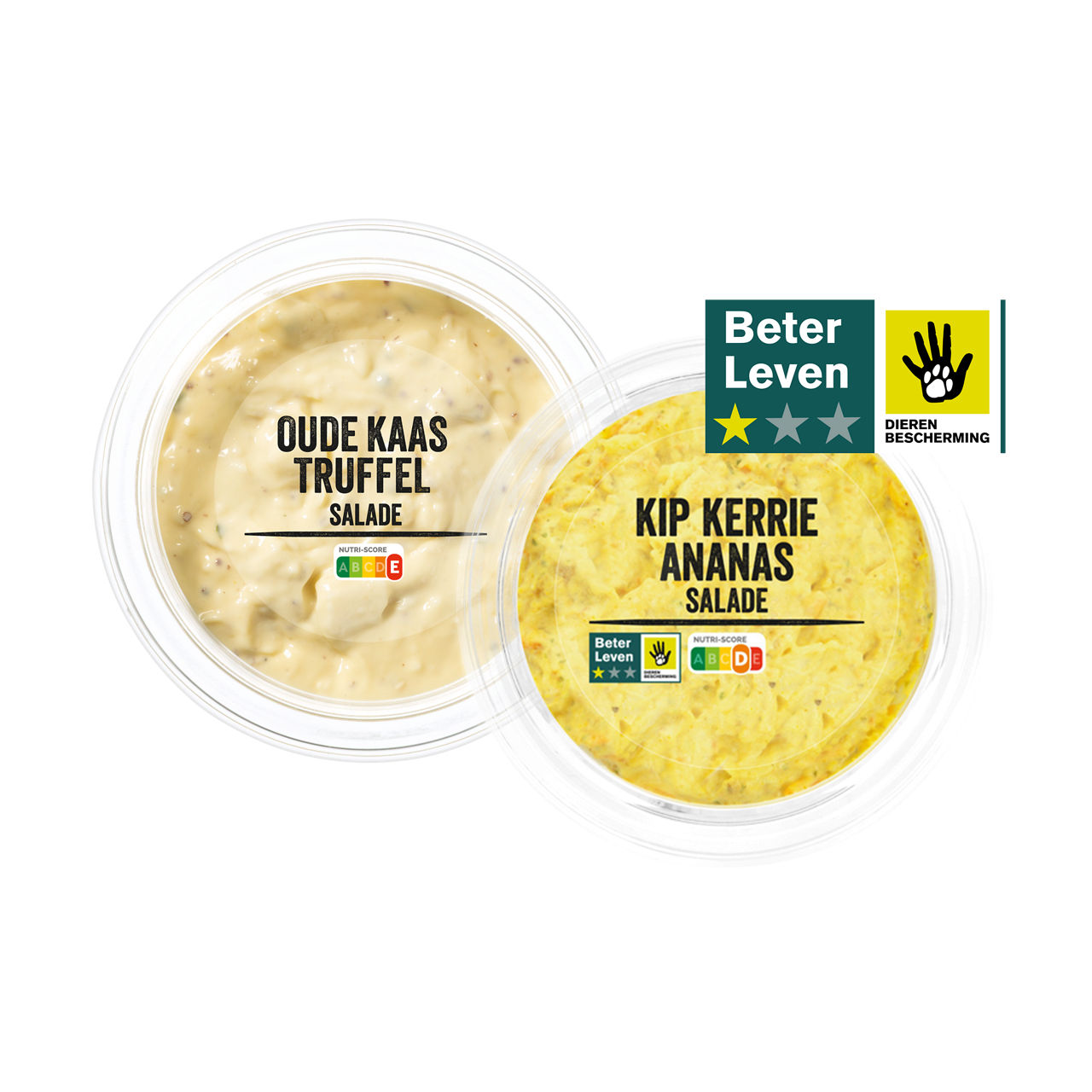 Borrelsalade kip kerrie-ananas of oude kaas-truffel