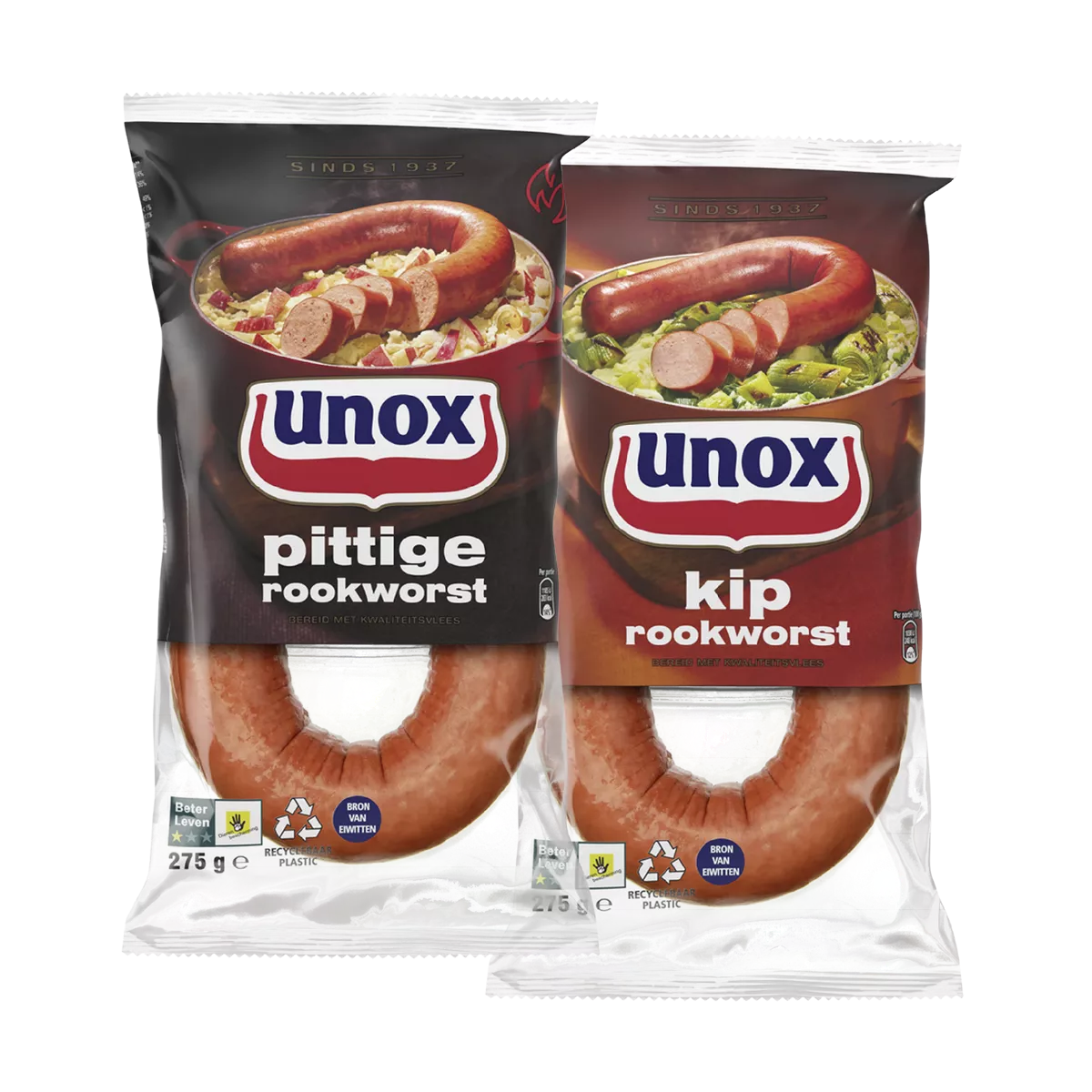 UNOX Rookworst pittig of kip