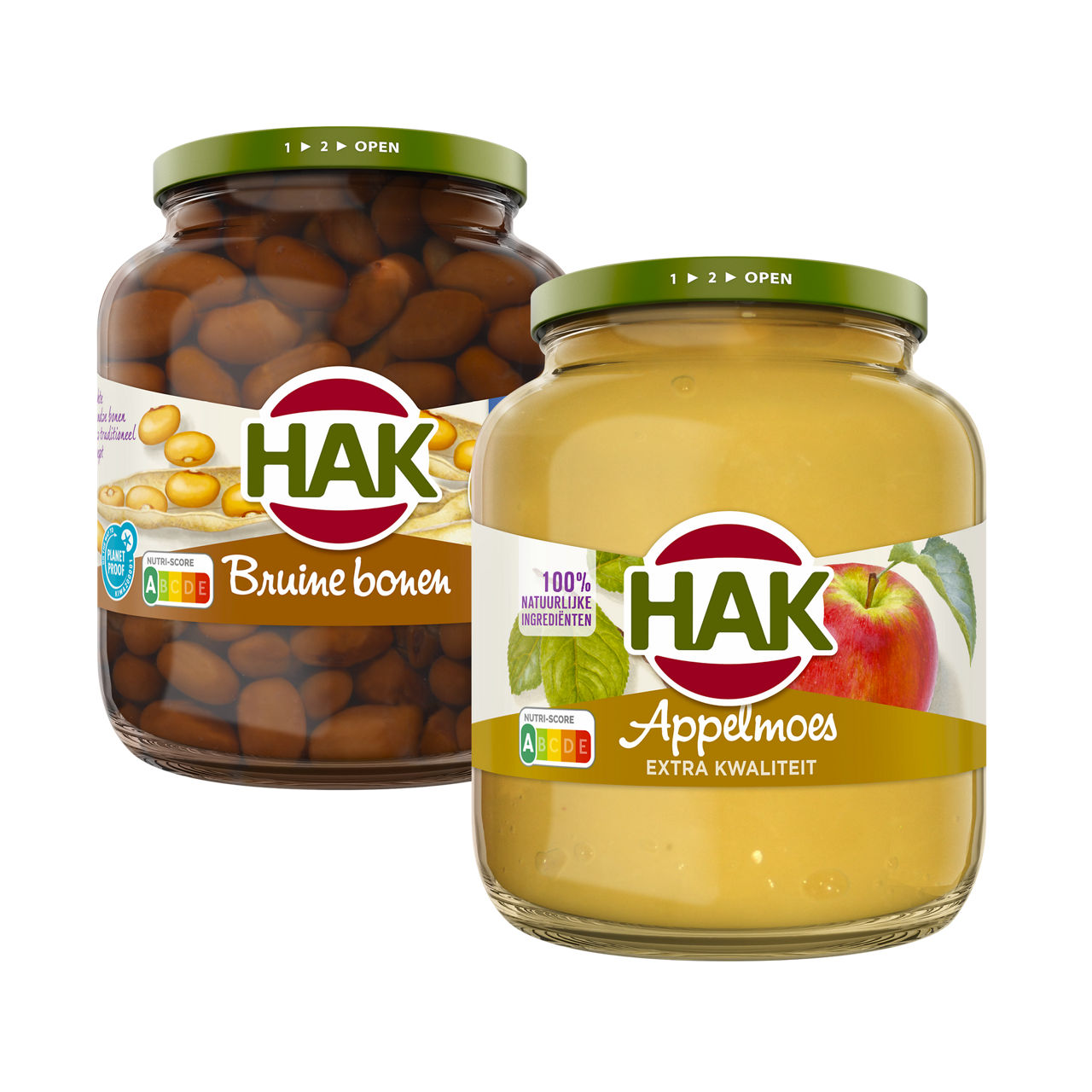 Appelmoes, bonen en groenten in pot