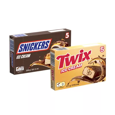 5-pack Mars, Snickers of Twix-ijs