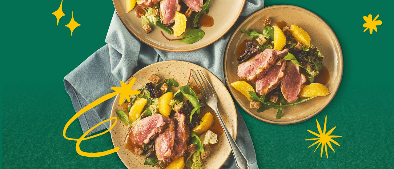 Salade van eendenborst met sinaasappeldressing bij ALDI