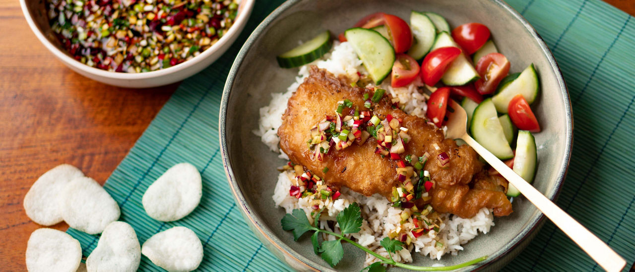 Gebakken in vis in ketjapsaus bij ALDI