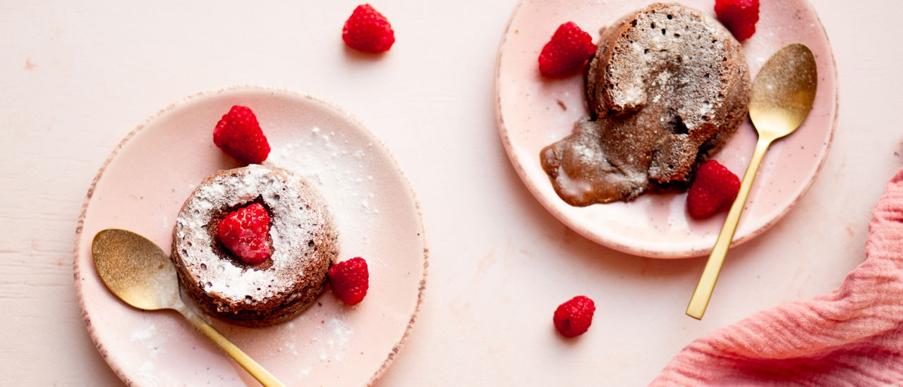 Lava cakejes met frambozen