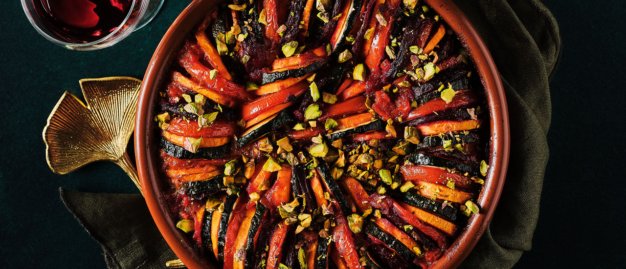 Spiraalratatouille met fijngehakte pistachenootjes bij ALDI