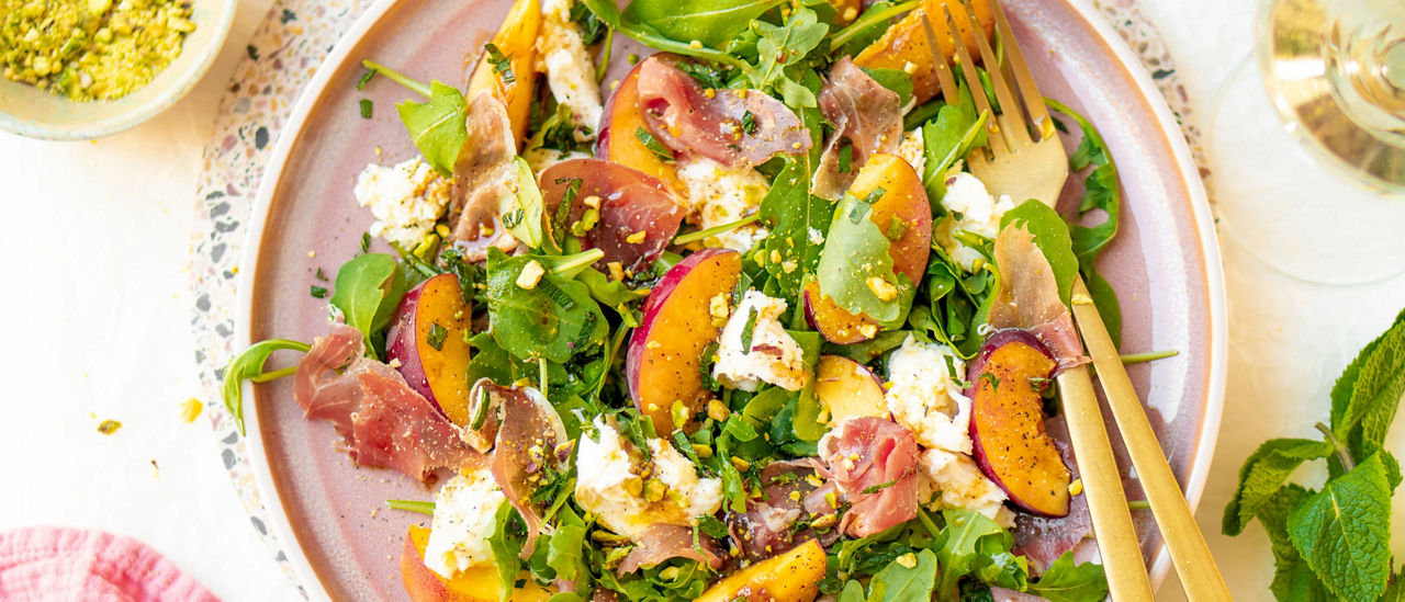 Salade met perzik bij ALDI