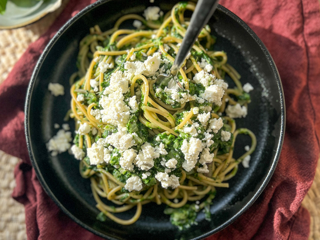 Pasta met spinazie & feta ALDI