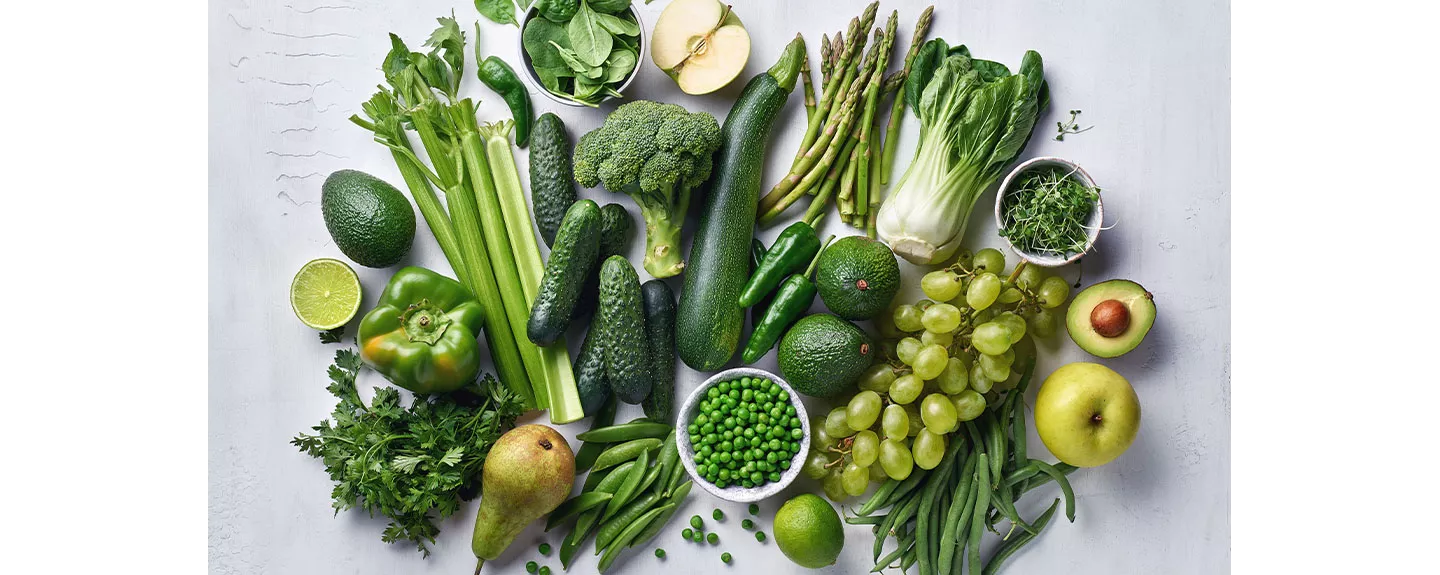 Comida de verde rica en luteína