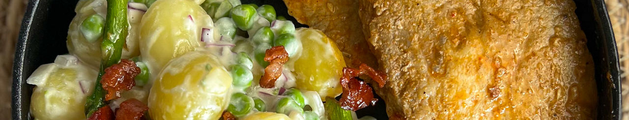 Aardappelsalade met BBQ filetlapjes ALDI