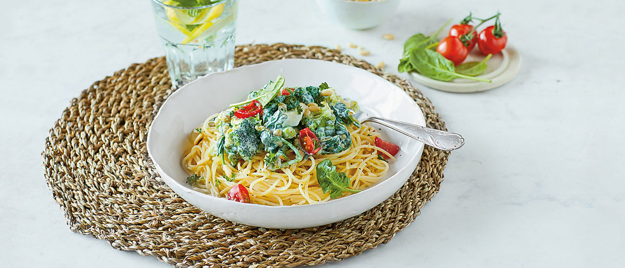 Pasta met groente en ricotta