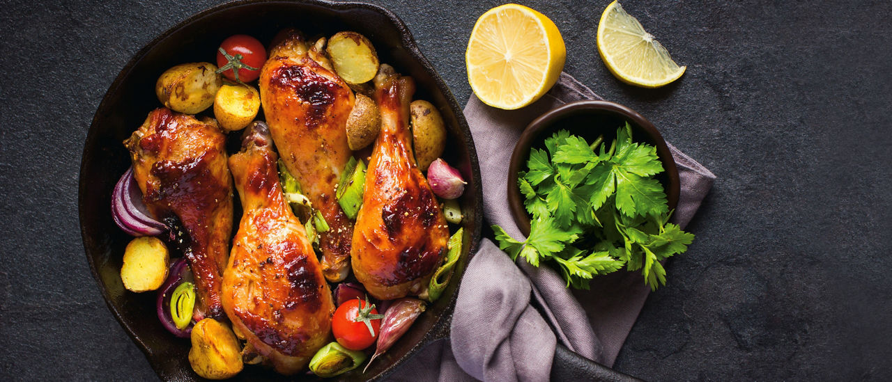 Kipdrumsticks uit de oven met krielaardappelen van ALDI