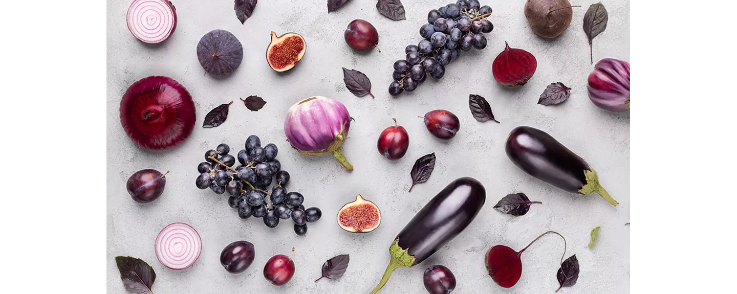 Comida morada con antocianinas y betainas