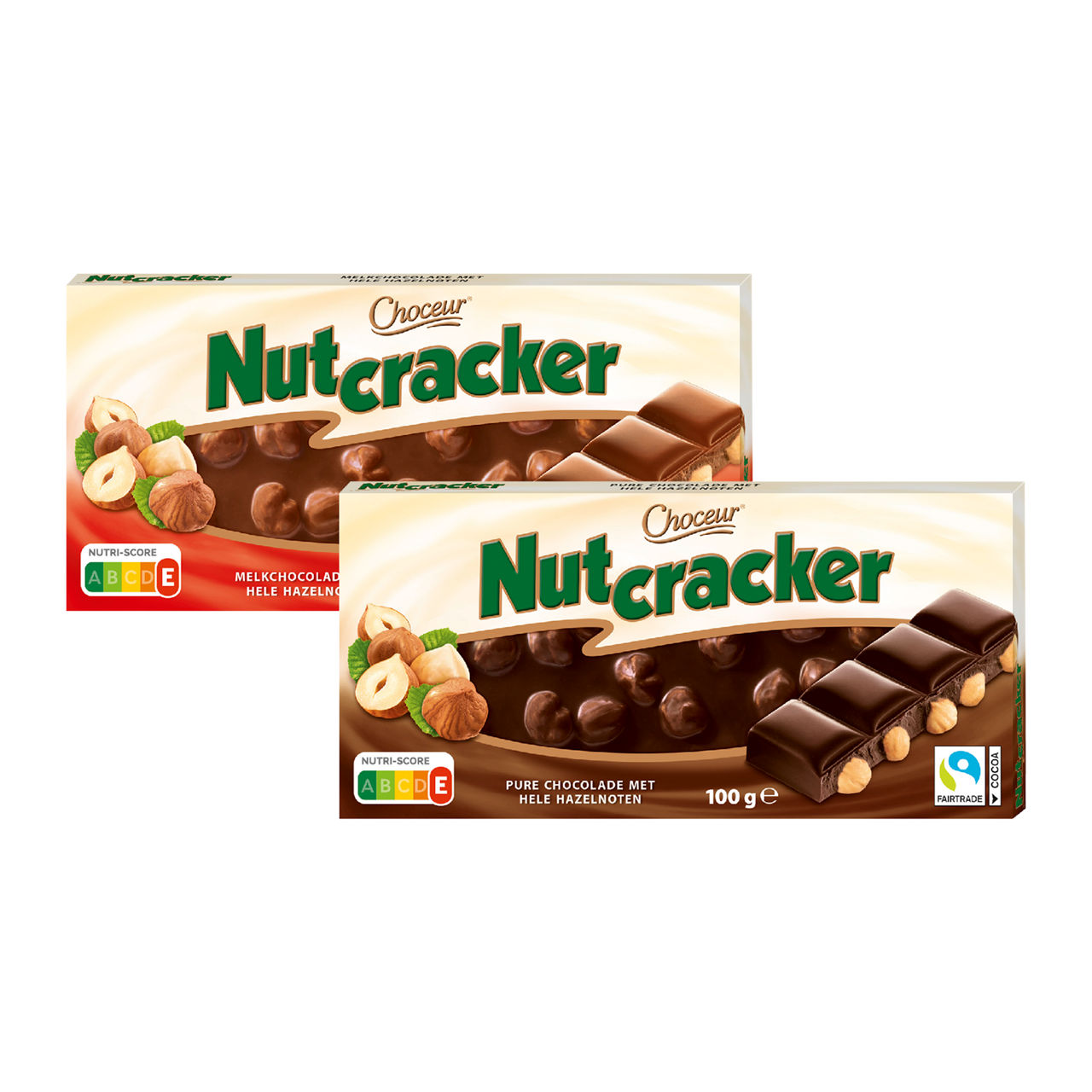 Pure chocolade met hazelnoten of melkchocolade met hazelnoten