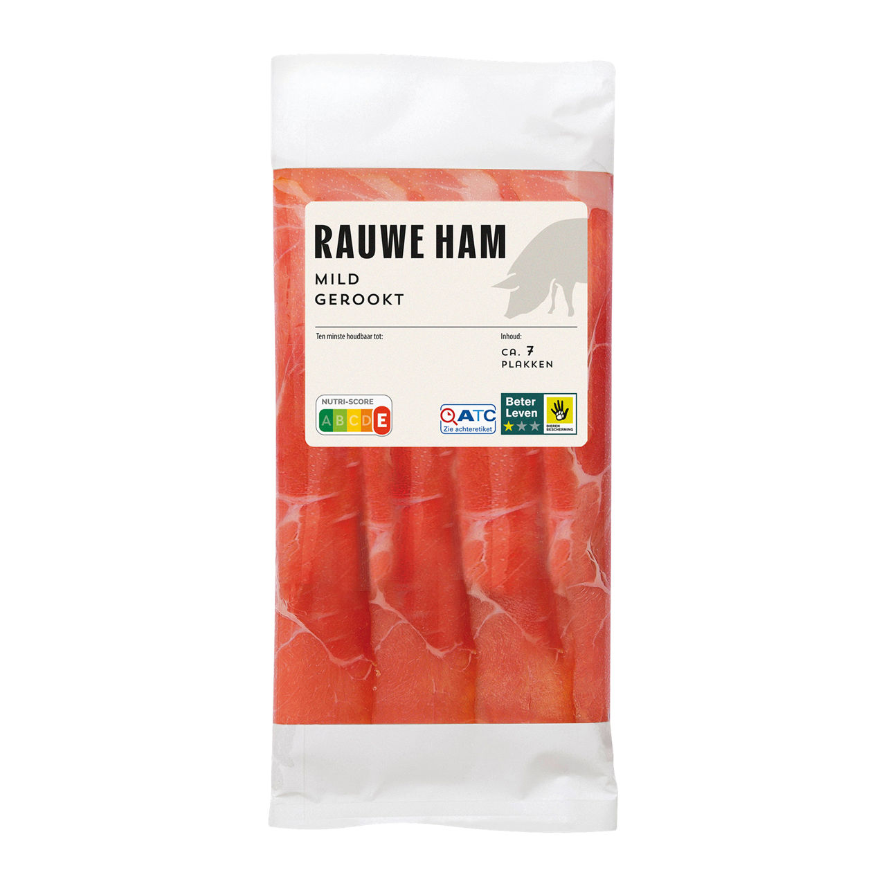 Mild gerookte rauwe ham