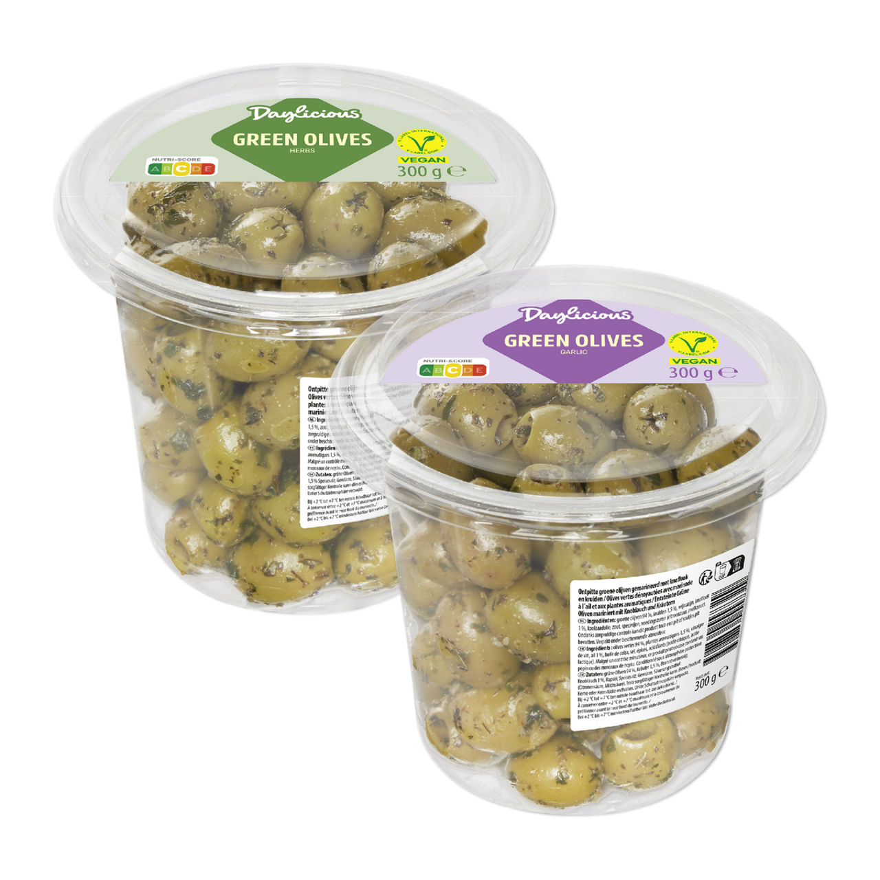 Olijven met kruiden of knoflook