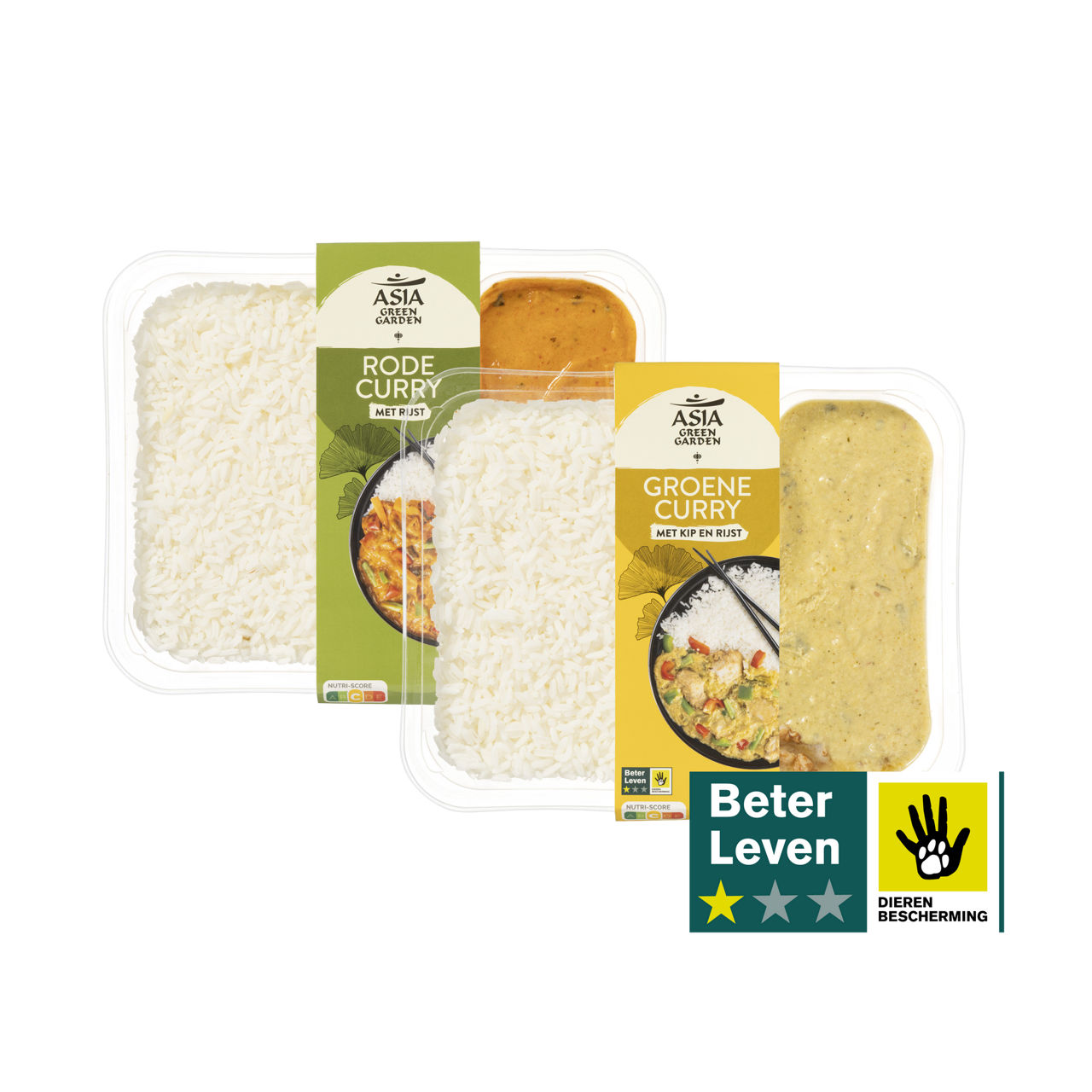 Groene of rode curry met kip en rijst