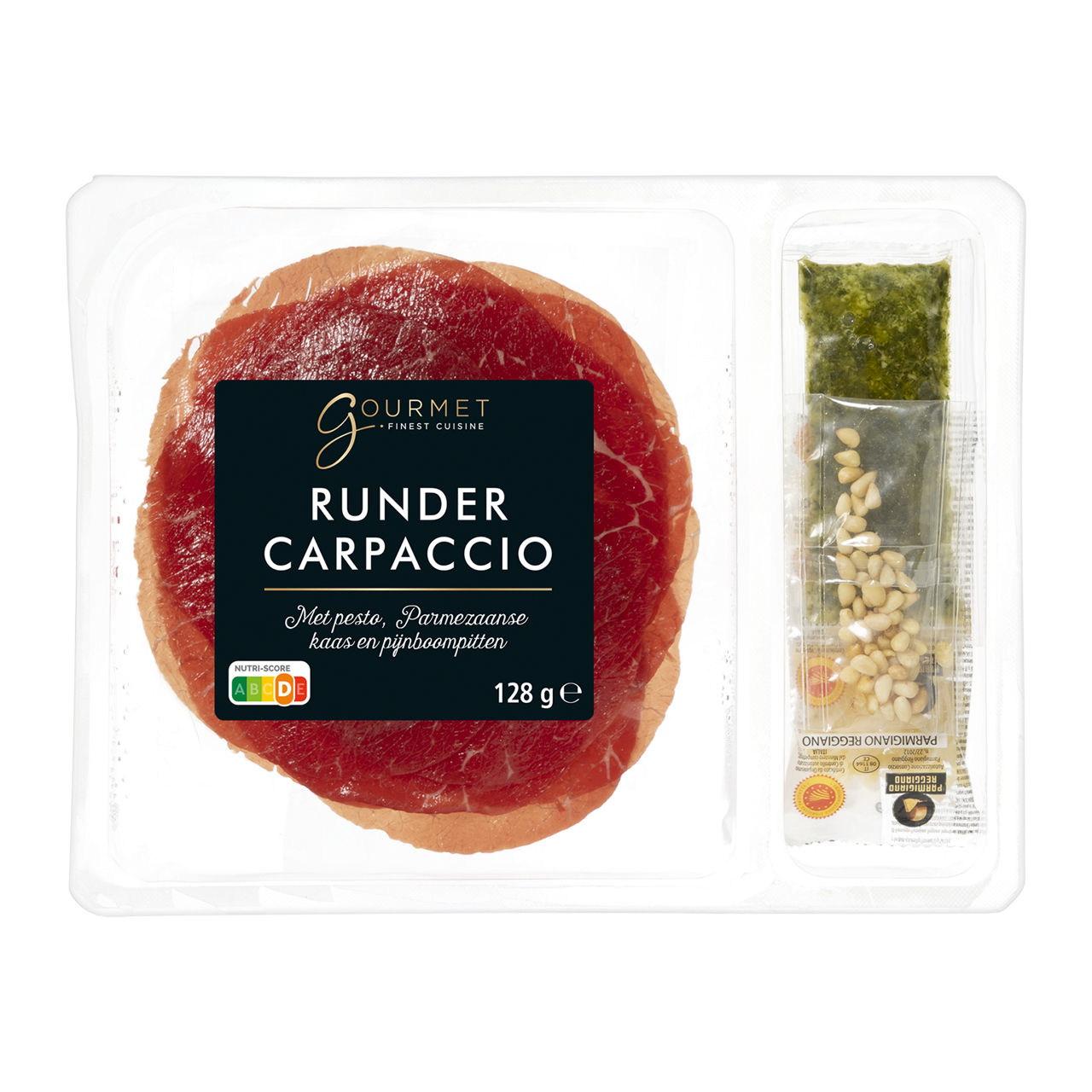 Rundercarpaccio met pesto