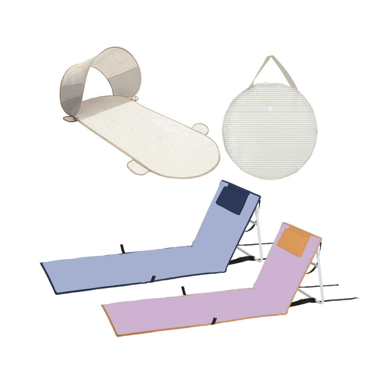 Strandmat met rugsteun of zonwering