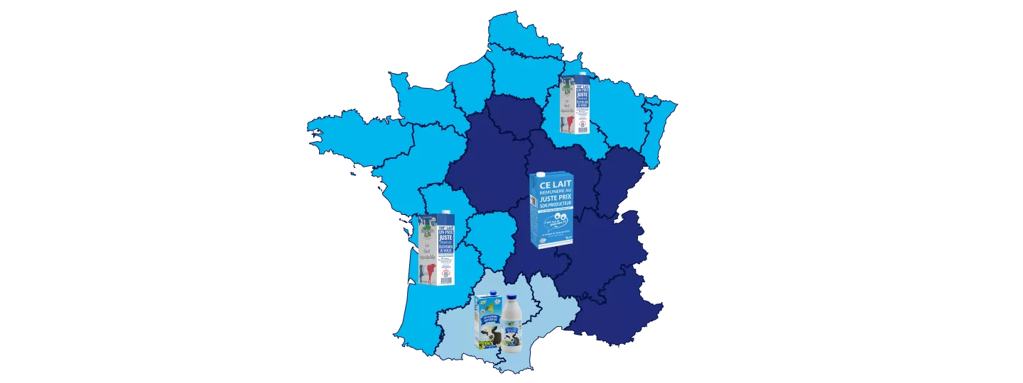 Ces laits responsables seront distribués séparément et de façon équitable dans tous nos magasins ALDI afin de respecter une démarche environnementale en cohérence avec leurs zones de production.