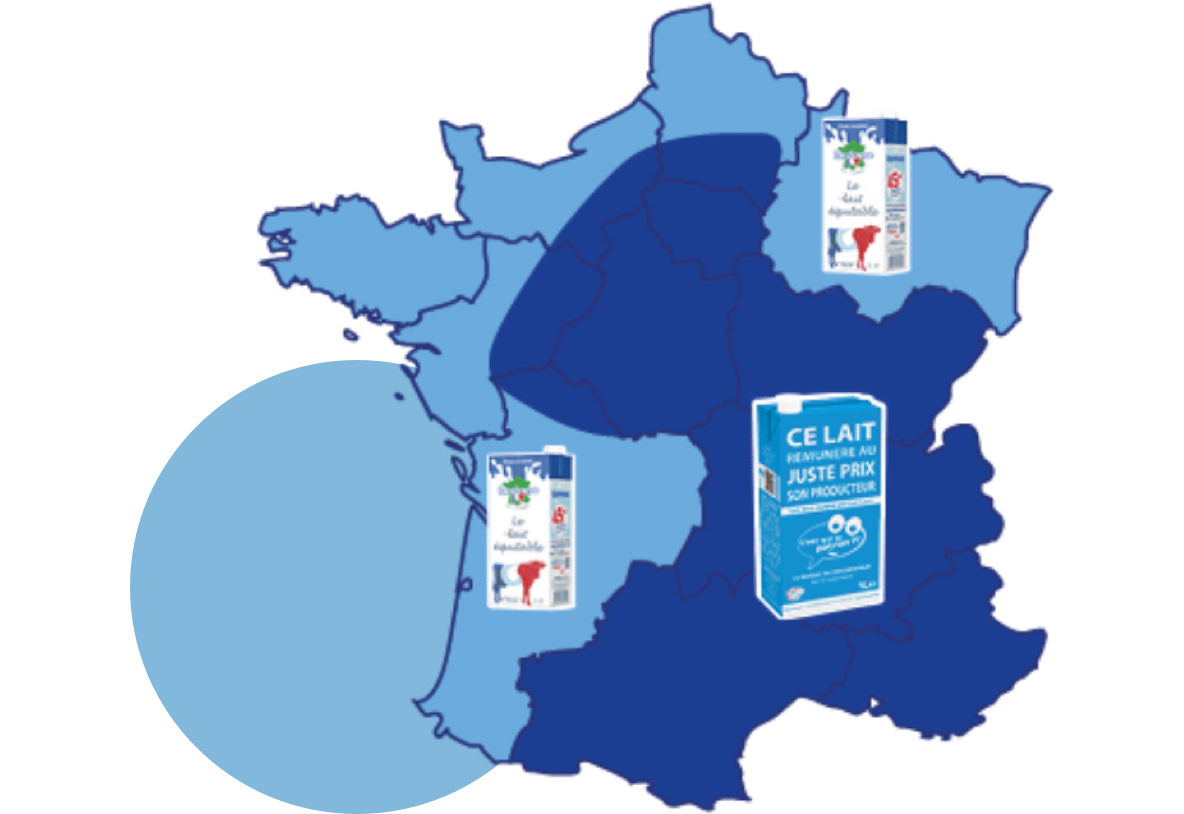 Ces laits responsables seront distribués séparément et de façon équitable dans tous nos magasins ALDI afin de respecter une démarche environnementale en cohérence avec leurs zones de production.