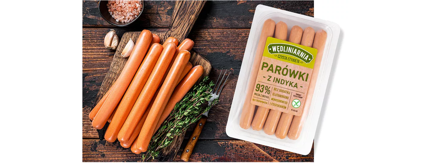 PARÓWKI Z INDYKA CZYSTA ETYKIETA