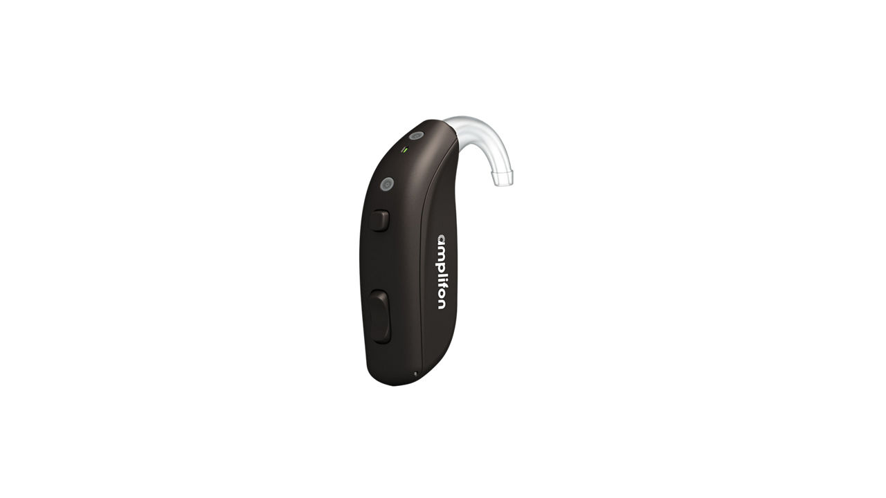 Black behind-the-ear hearing aid device