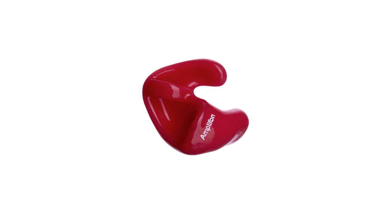 Red custom earplug isolated on white background