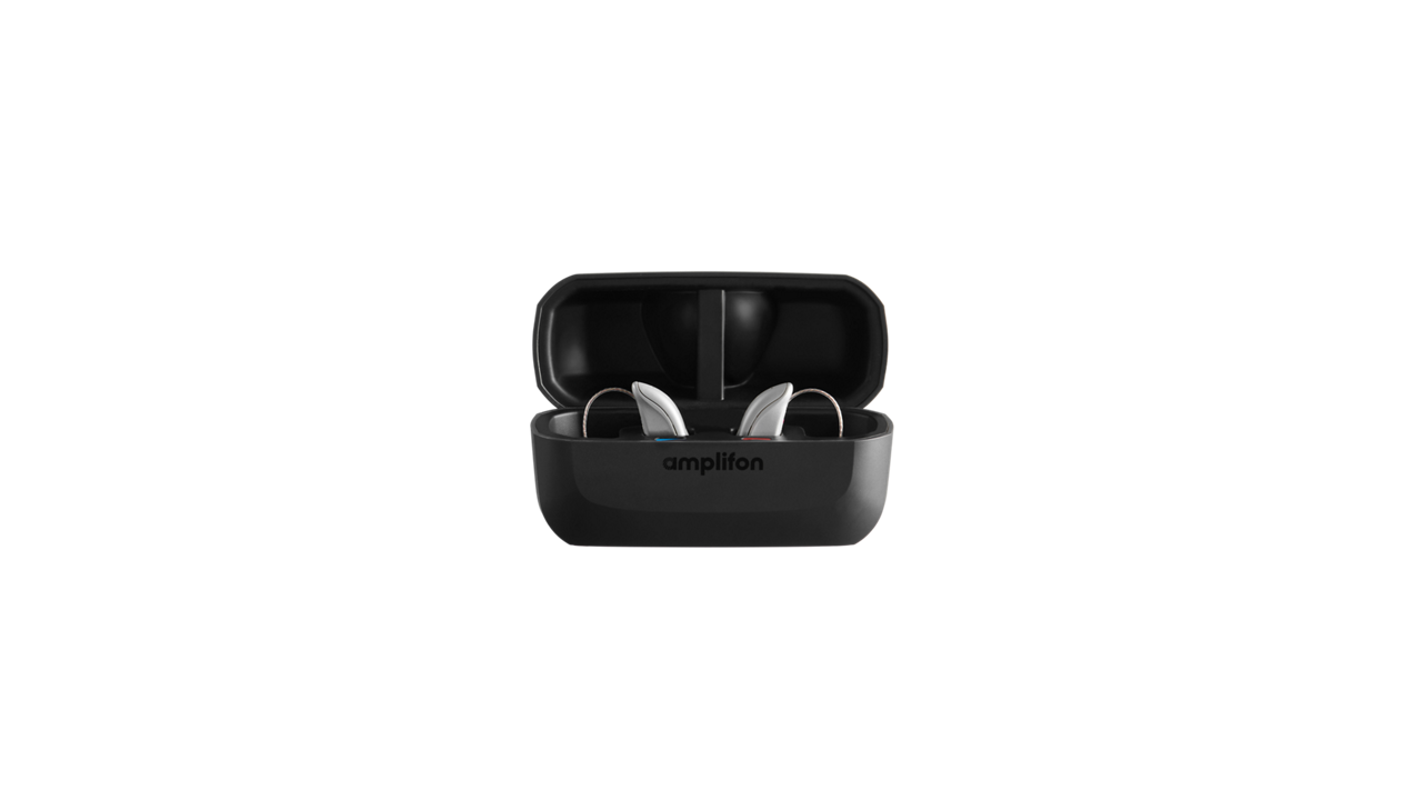 Modern hearing aids in compact charging case