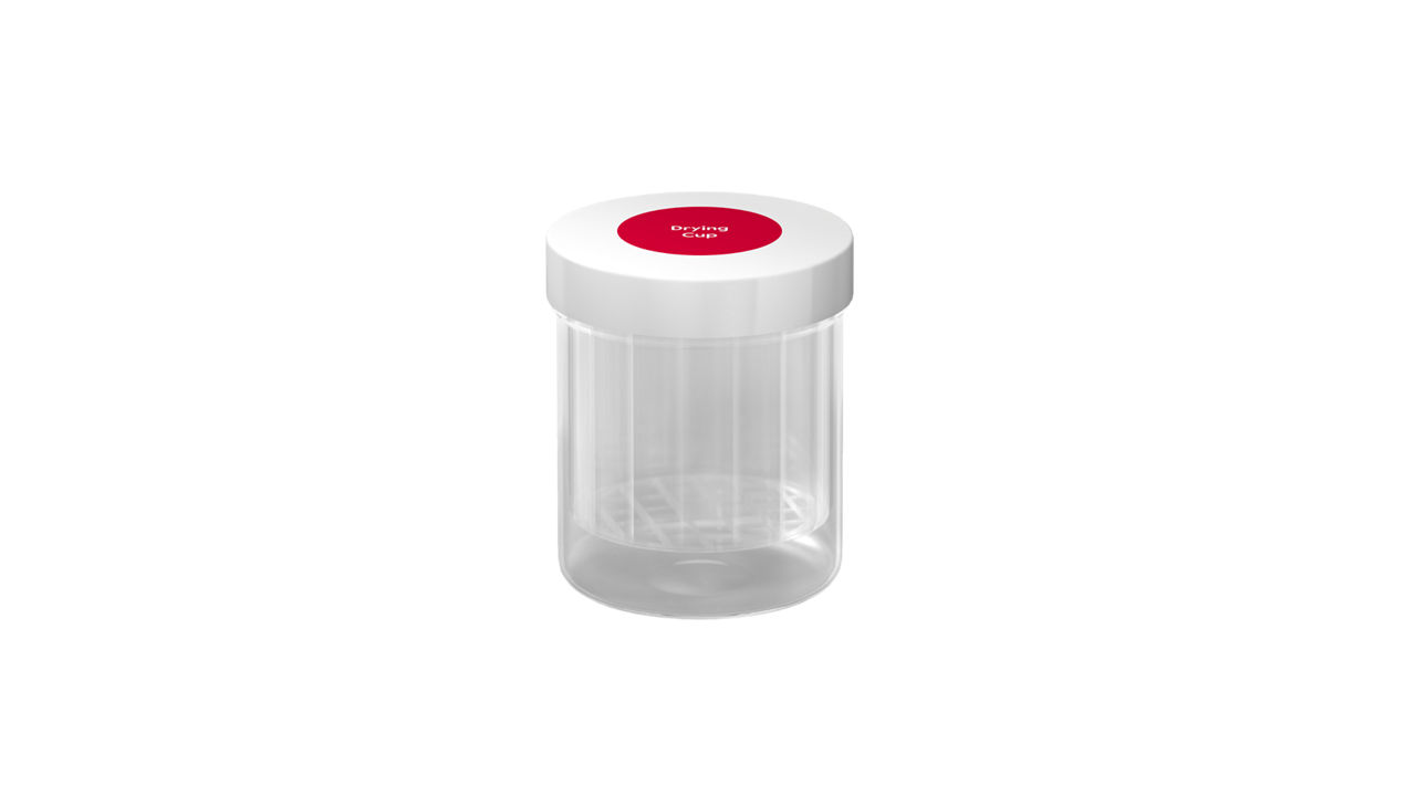 Clear plastic container with white lid