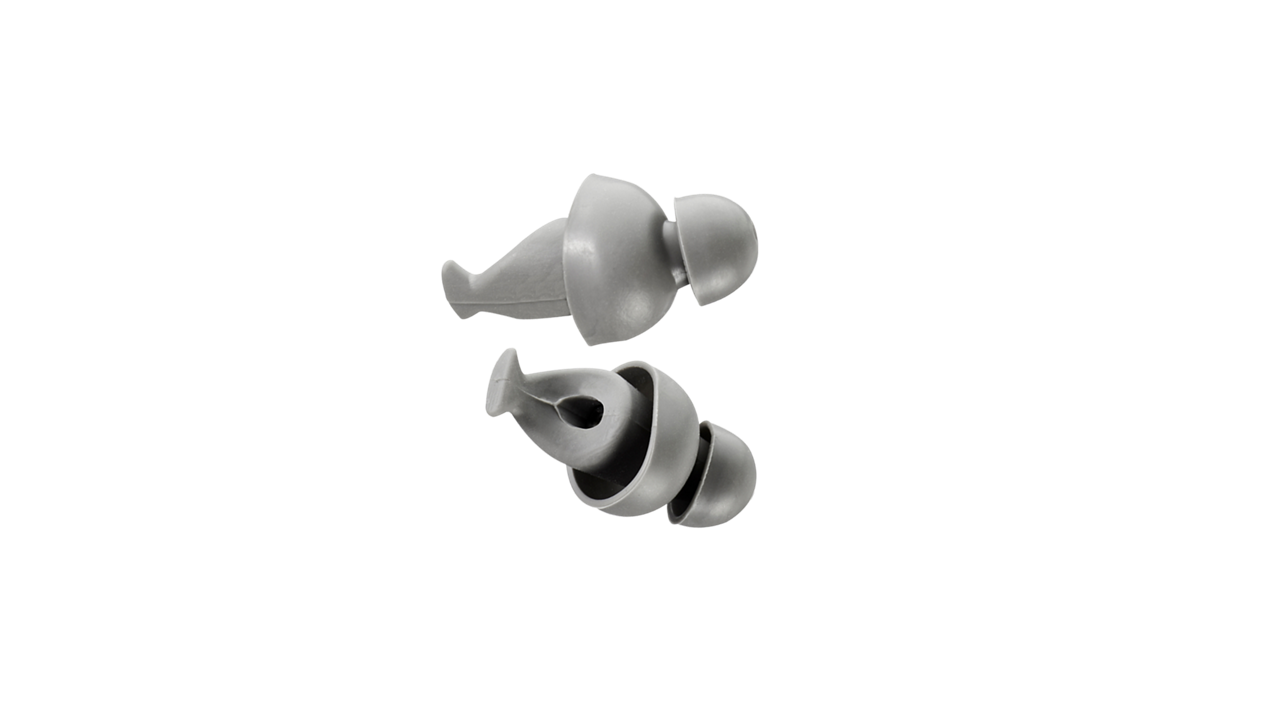 Gray silicone in ear earplugs isolated