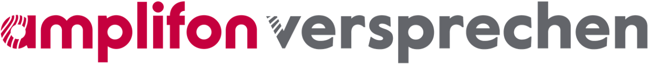 Amplifon versprechen wordmark in red and gray